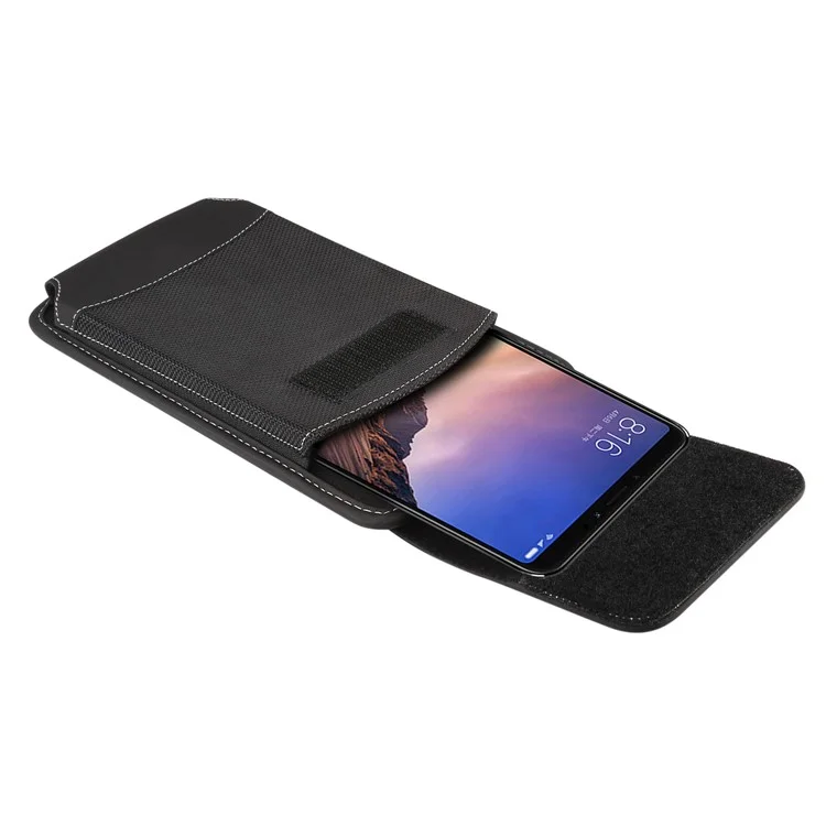 6.5 inch Universal Wear-resistant Oxford Cloth Phone Case Pouch with Belt Clip for iPhone Samsung Huawei Etc. - Black