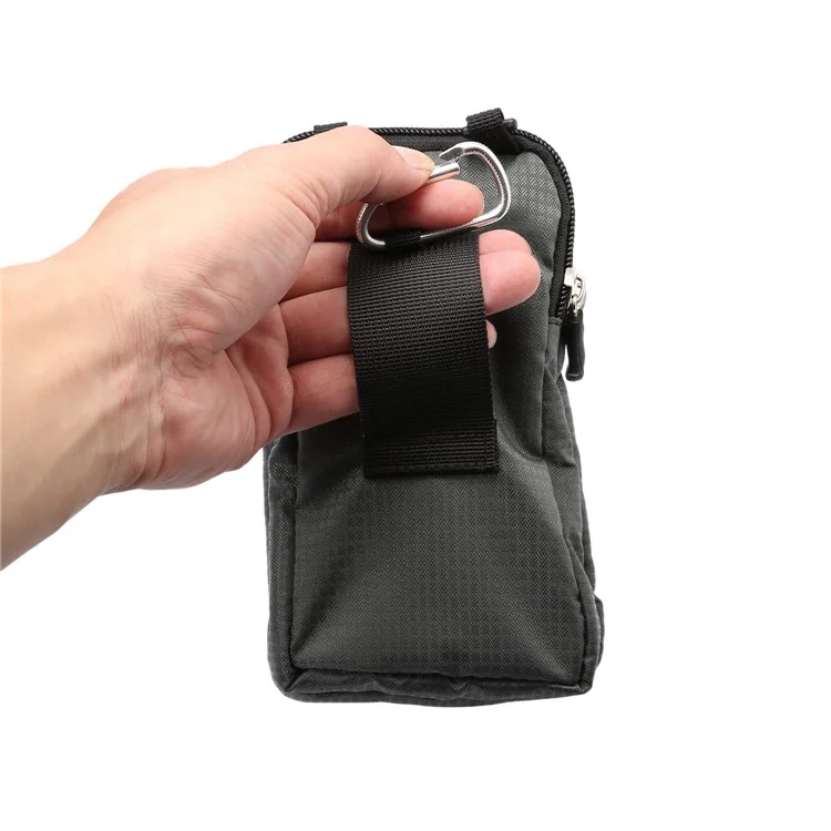 Universal 6.3-6.9 inch Phone Crossbody Pouch Nylon Waist Bag with Belt Loop for Outdoor Running Camping - Dark Grey