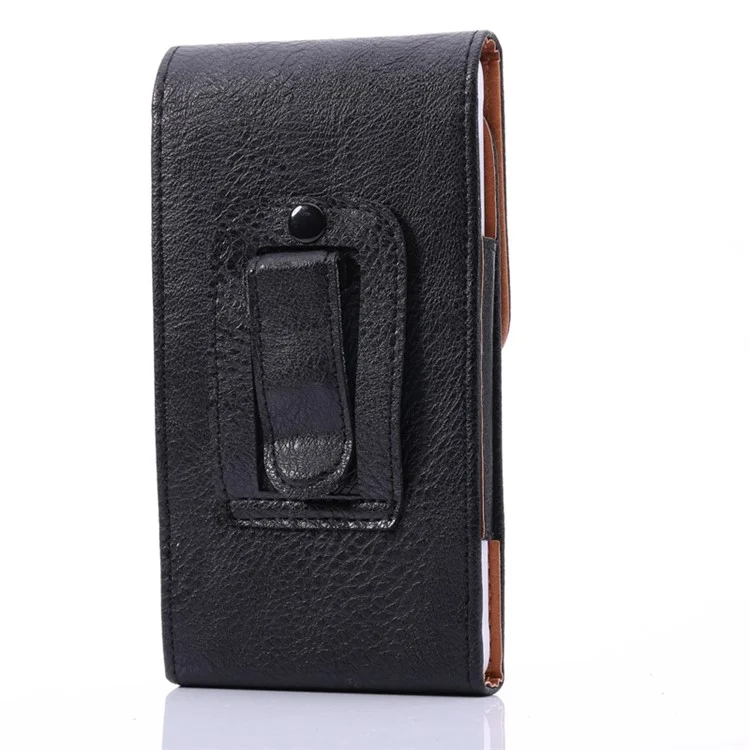 6,3 Zoll Universal Case Litchi Skin PU Leder Telefonbeutel Hülle Mit Gürtelclip Für Männer, Größe: 16,5 x 8,3 x 1,8 cm - Schwarz