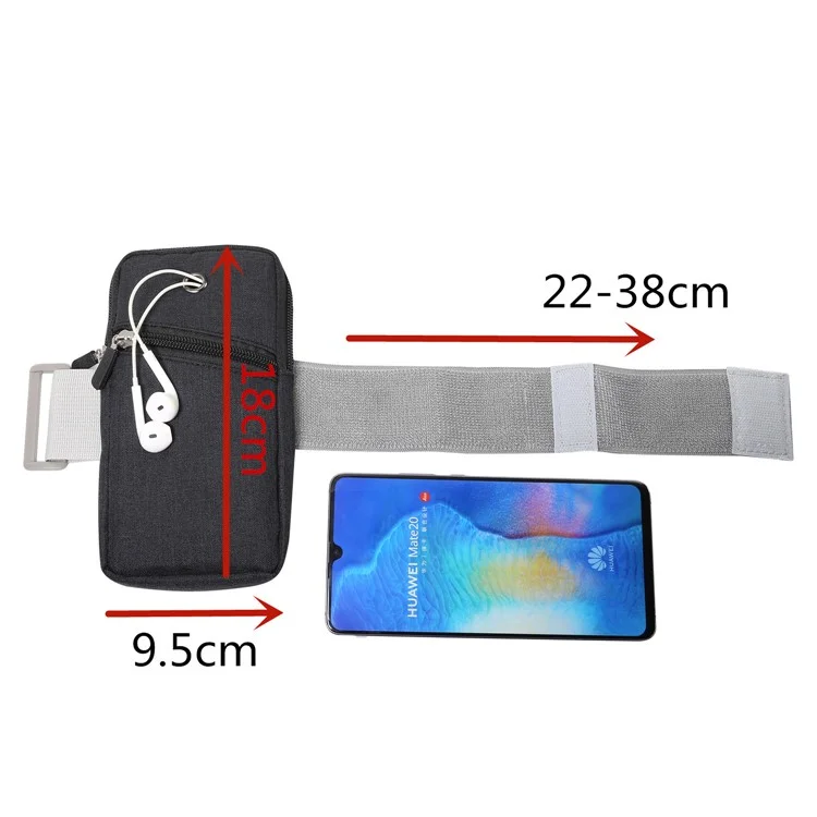 Brassard de fitness universel pour smartphones, Taille: 18 x 9,5 cm - Noir