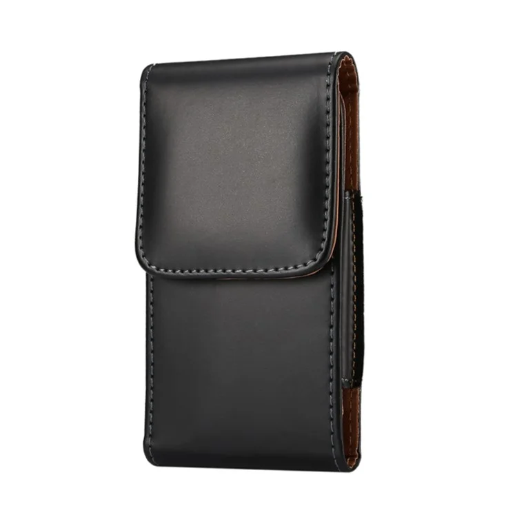 Bolsa de Telefone de Couro Universal de 6,3 Polegadas Para Homens, Tamanho: 16,5 x 8,3 x 1,8 cm - Preto