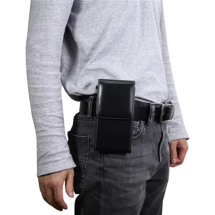 6,3 Zoll Universal Case PU Leder Handy Tasche für Herren, Größe: 16,5 x 8,3 x 1,8 cm - Schwarz