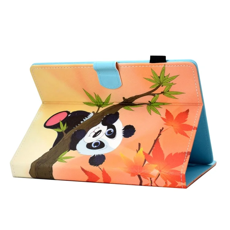 Universal 10-inch Patterned Tablet PU Leather Card Holder Case for iPad 9.7 (2018) / Samsung Tab S3 9.7 etc - Panda on the Tree