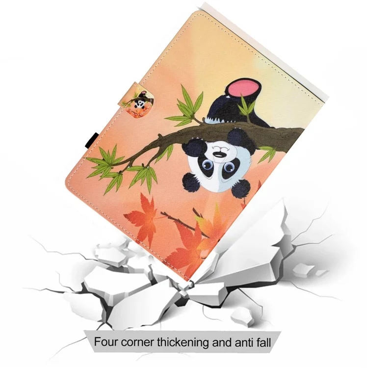 Universal 10-inch Patterned Tablet PU Leather Card Holder Case for iPad 9.7 (2018) / Samsung Tab S3 9.7 etc - Panda on the Tree