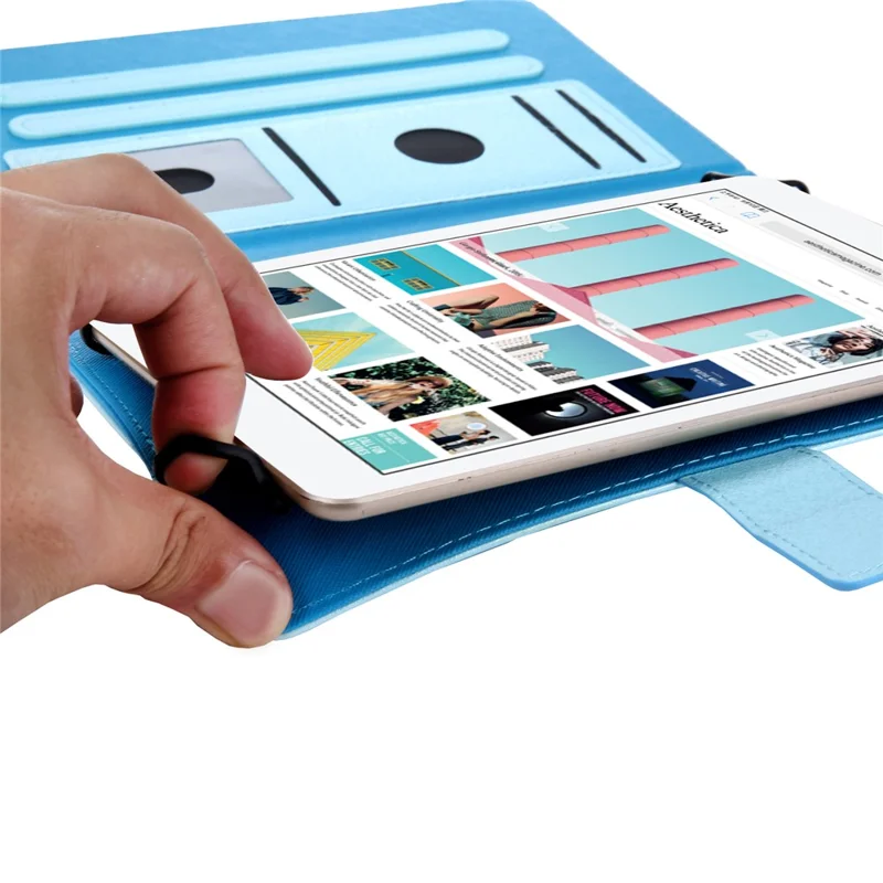 Leather Case Tablet Cover with Card Storage for 10 inch Tablet - Baby Blue