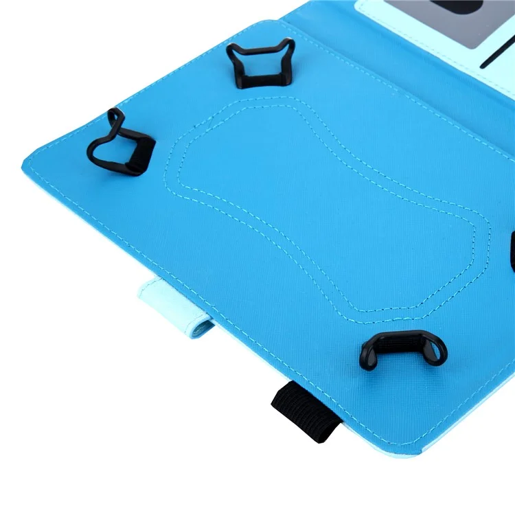 Universal Leather Case Cover with Card Storage for 7 inch Tablet - Baby Blue