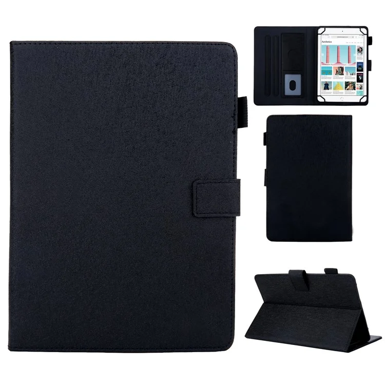 Capa Universal De Couro De Couro Com Armazenamento De Cartão Para Tablet De 7 Polegadas - Preto