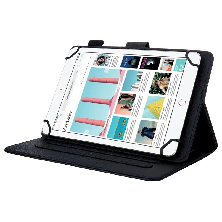 Universal Leather Case Cover with Card Storage for 7 inch Tablet - Black