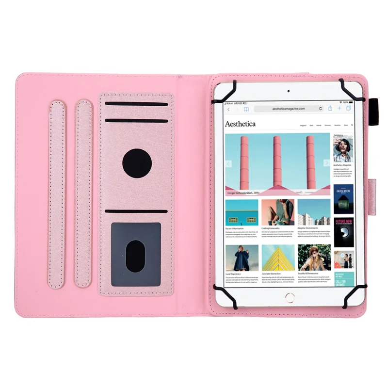 Universal Leather Case Cover with Card Storage for 8 inch Tablet - Pink