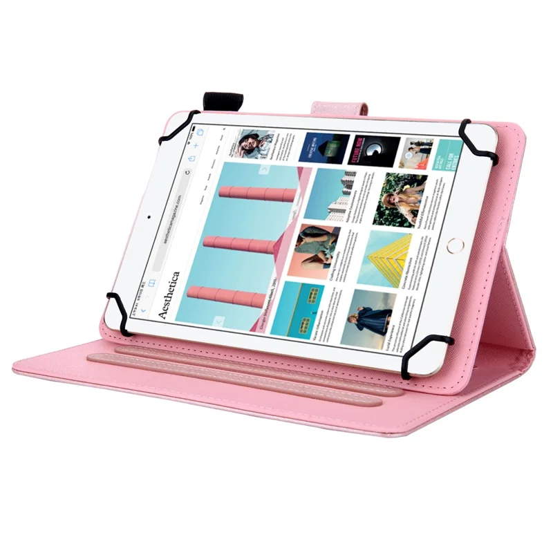 Universal Leather Case Cover with Card Storage for 8 inch Tablet - Pink