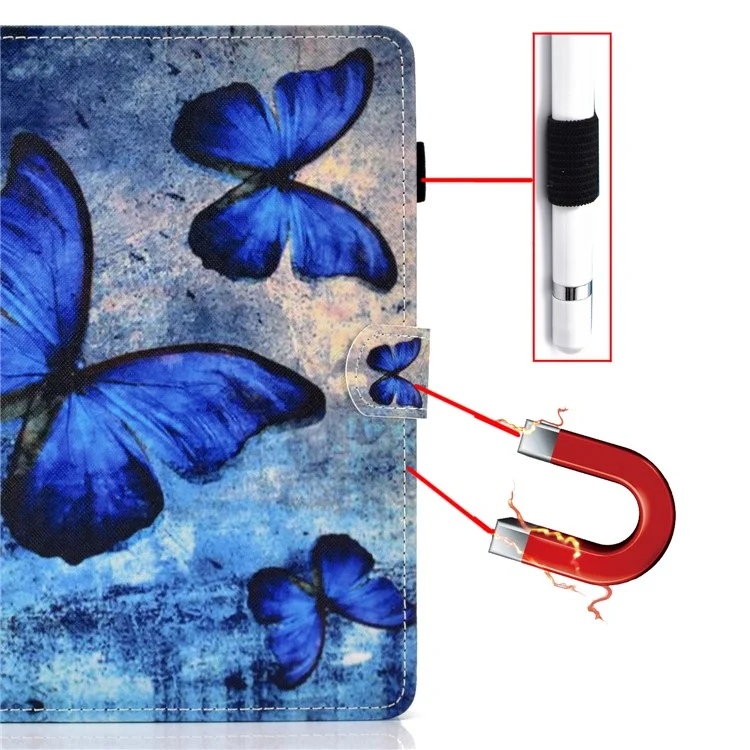 Patterned 10 inches Tablet Universal PU Leather Stand Case with Card Holder for iPad 9.7 (2018) / Microsoft Surface Go  - Blue Butterflies