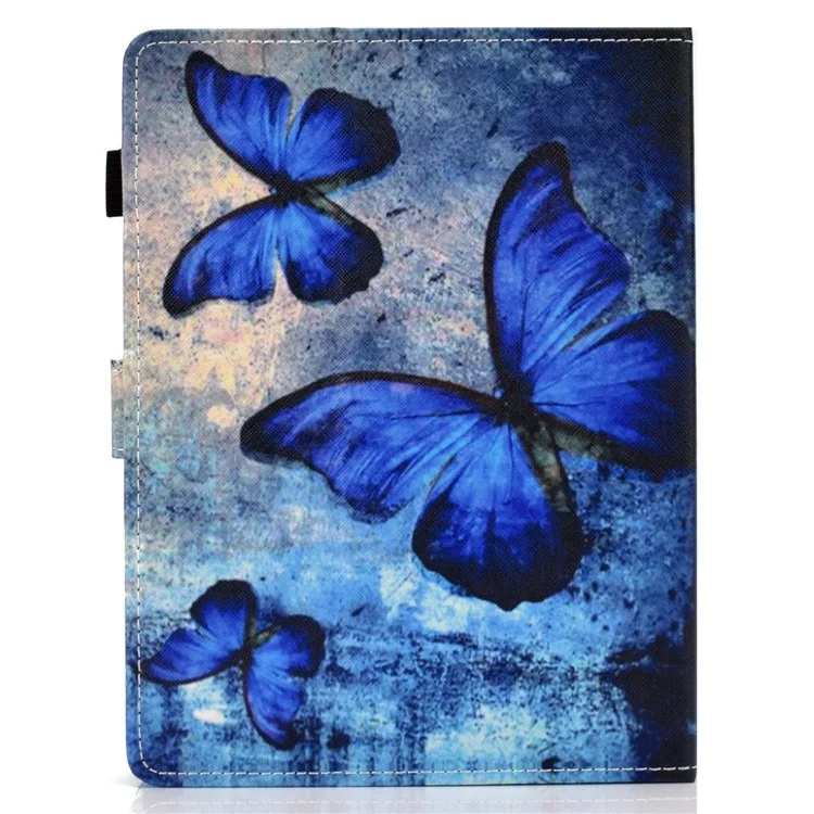 Estuche de Cuero PU de 10 Pulgadas Estampado Con Soporte Para Tarjetas Para Ipad 9.7 (2018) / Microsoft Surface Go - Mariposas Azules