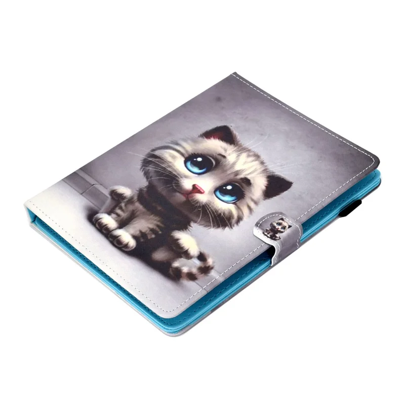 Patterned 10 inches Tablet Universal PU Leather Stand Case with Card Holder for iPad 9.7 (2018) / Microsoft Surface Go  - Grey Cat