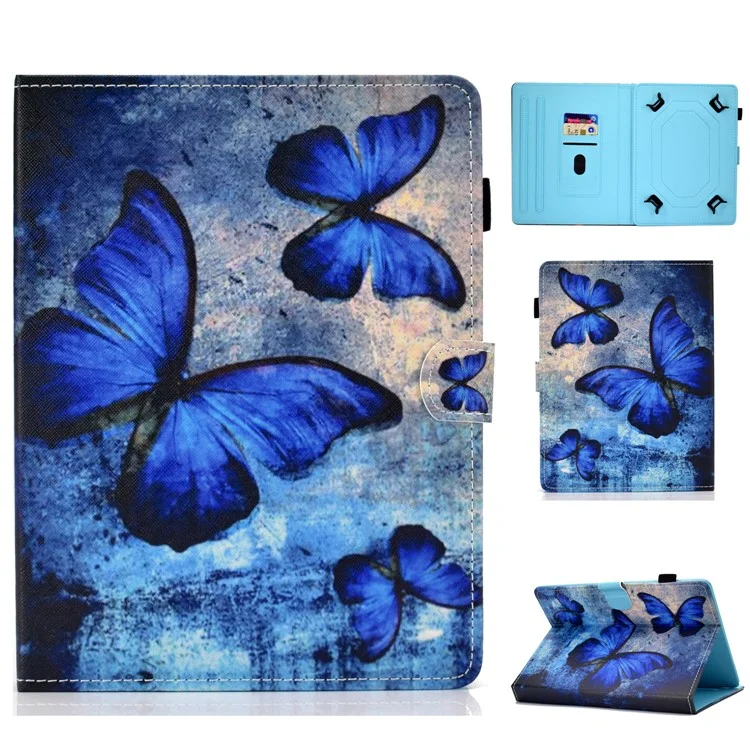 Patrón Universal Tarjeta De Impresión Slots Stand Funda Protectora De Cuero Para Tableta De 8 Pulgadas - Mariposas Azules