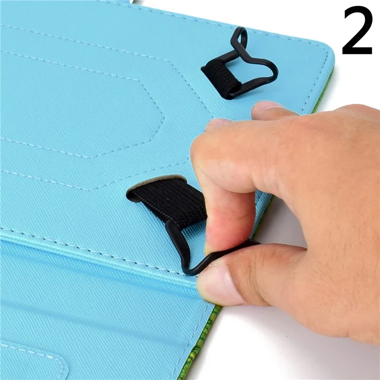 Universal Pattern Printing Card Slots Stand Leather Protective Case for 8-inch Tablet - Blue Butterflies