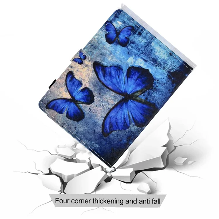 Universal Pattern Printing Card Slots Stand Leather Protective Case for 8-inch Tablet - Blue Butterflies