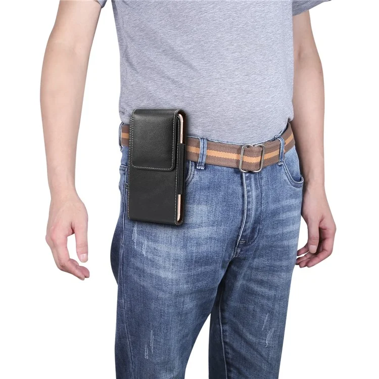 Funda de cinturón de cuero universal resistente al desgaste de 5.7-6.0 pulgadas para iPhone Samsung Huawei, etc.