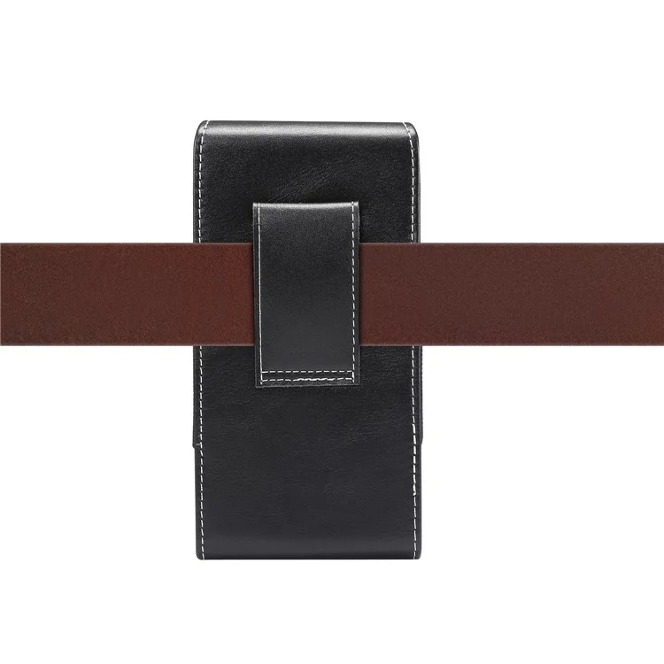 5.7-6.0 inch Universal Wear-resistant Leather Belt Clip Phone Pouch Case for iPhone Samsung Huawei Etc.