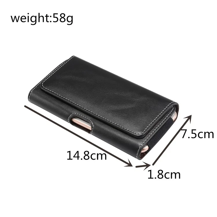 Bolsa de Cintura de Cuero Resistente al Desgaste Universal Para un Teléfono Inteligente de 4.7-5.2 Pulgadas - Negro