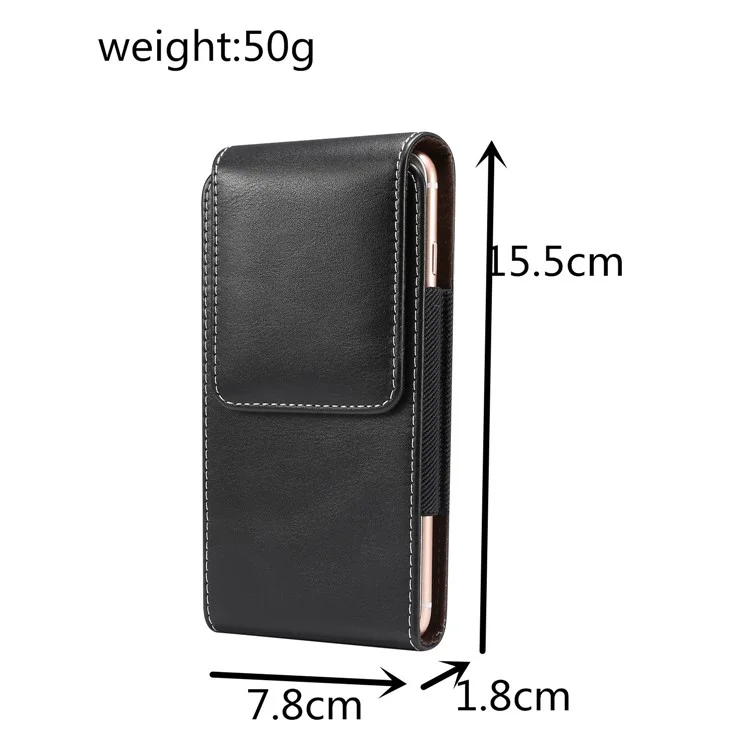 5.5 inch Universal Wear-resistant Leather Belt Clip Phone Pouch Case for iPhone Samsung Huawei Etc.