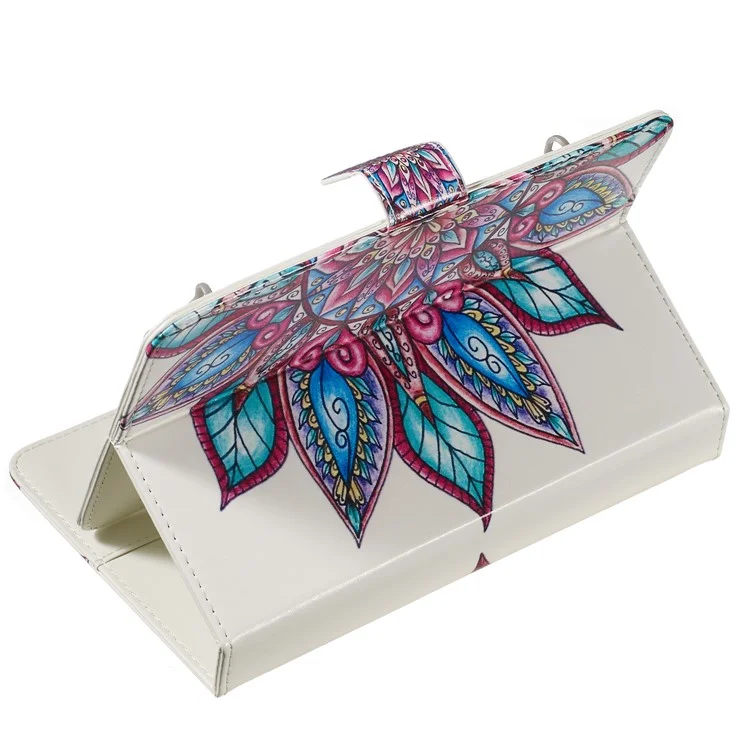 Pattern Printing Universal Leather Wallet Case for 10-inch Tablet PC - Colorized Flower
