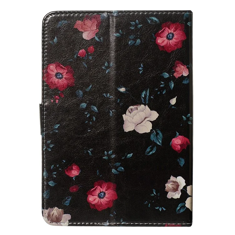 Pattern Printing Universal Leather Wallet Case for 10-inch Tablet PC - Vivid Flowers