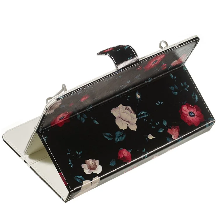 Pattern Printing Universal Leather Wallet Case for 10-inch Tablet PC - Vivid Flowers