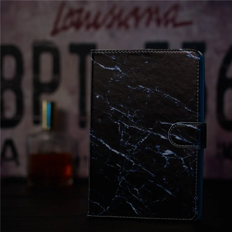 Pattern Printing Universal Leather Wallet Case for 10-inch Tablet PC - Black Marble