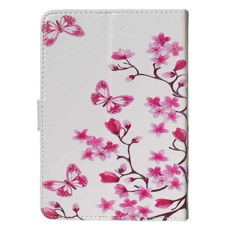 Pattern Printing Universal Leather Wallet Case for 7-inch Tablet PC - Flower and Butterfly