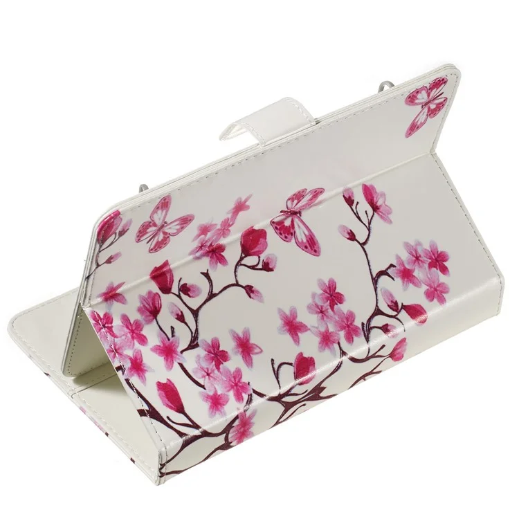 Pattern Printing Universal Leather Wallet Case for 7-inch Tablet PC - Flower and Butterfly