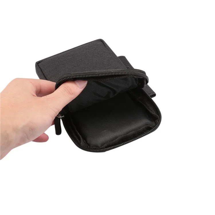 Denim Canvas Washable Zipper Phone Pouch Waist Bag, Interne Größe: 10 x 17 x 2,5 cm - Schwarz