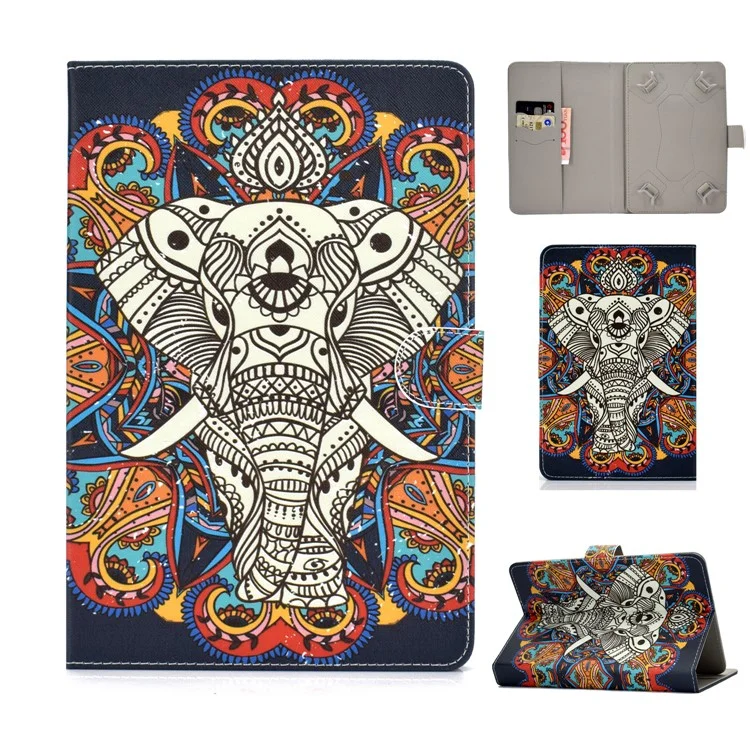 Universal Pattern Printing Leather Tablet Case Wallet Cover for 7 inch Tablet - Elephant