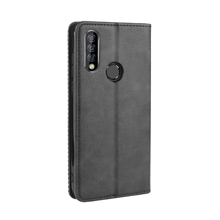 Retro Style Leather Wallet Phone Cover for Oukitel C17/C17 Pro - Black