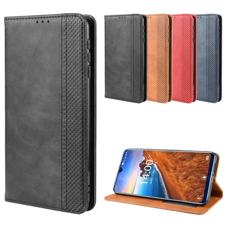 Case de Billetera de Cuero de Estilo Vintage Para Oukitel K9 - Negro
