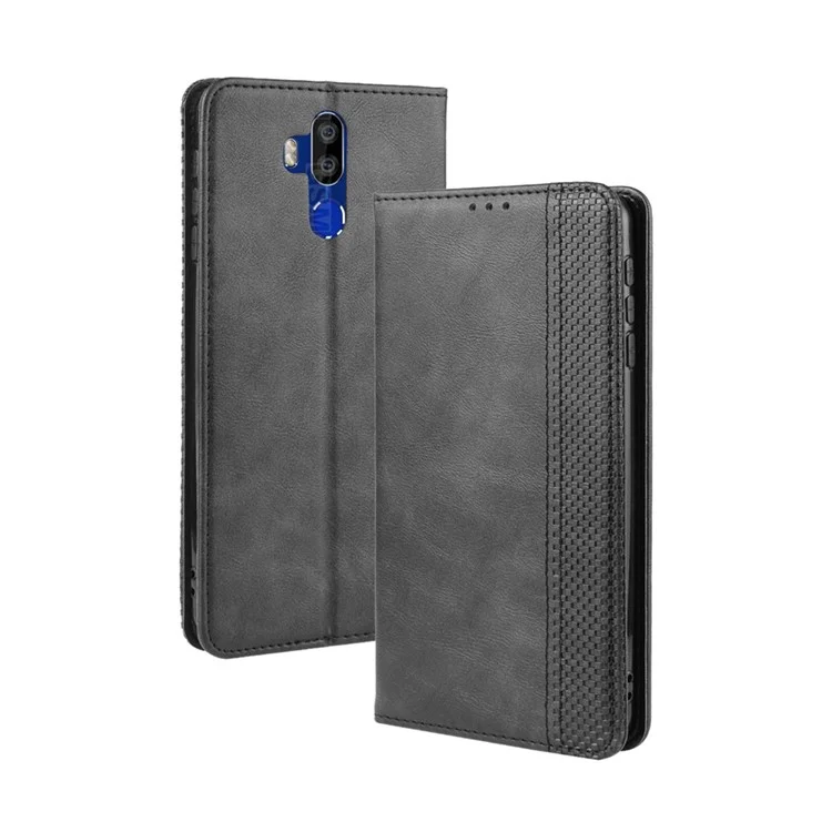 Case de Billetera de Cuero de Estilo Vintage Para Oukitel K9 - Negro