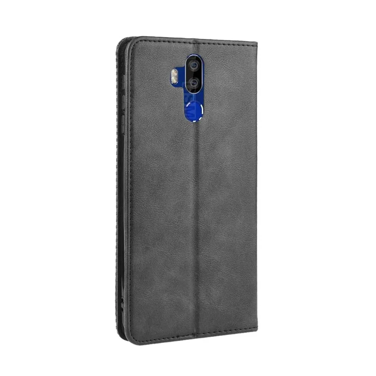 Case de Billetera de Cuero de Estilo Vintage Para Oukitel K9 - Negro