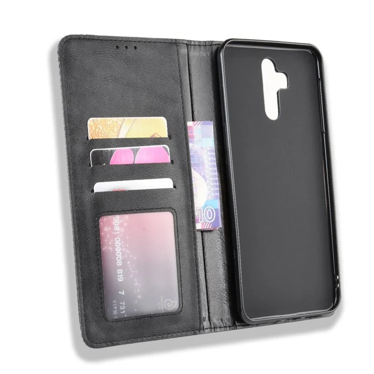 Case de Billetera de Cuero de Estilo Vintage Para Oukitel K9 - Negro