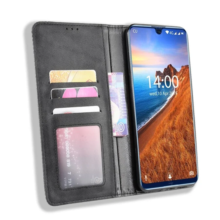 Case de Billetera de Cuero de Estilo Vintage Para Oukitel K9 - Negro