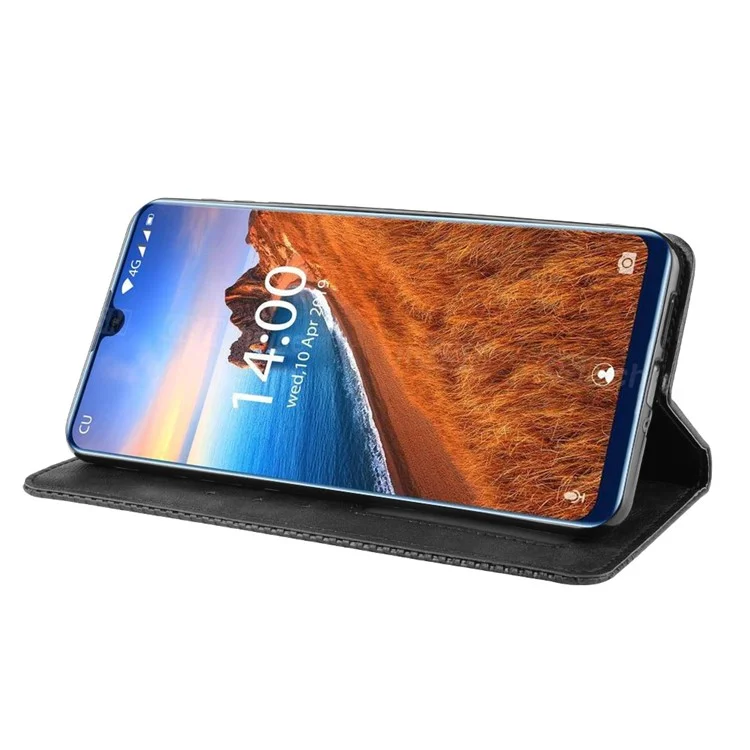Case de Billetera de Cuero de Estilo Vintage Para Oukitel K9 - Negro