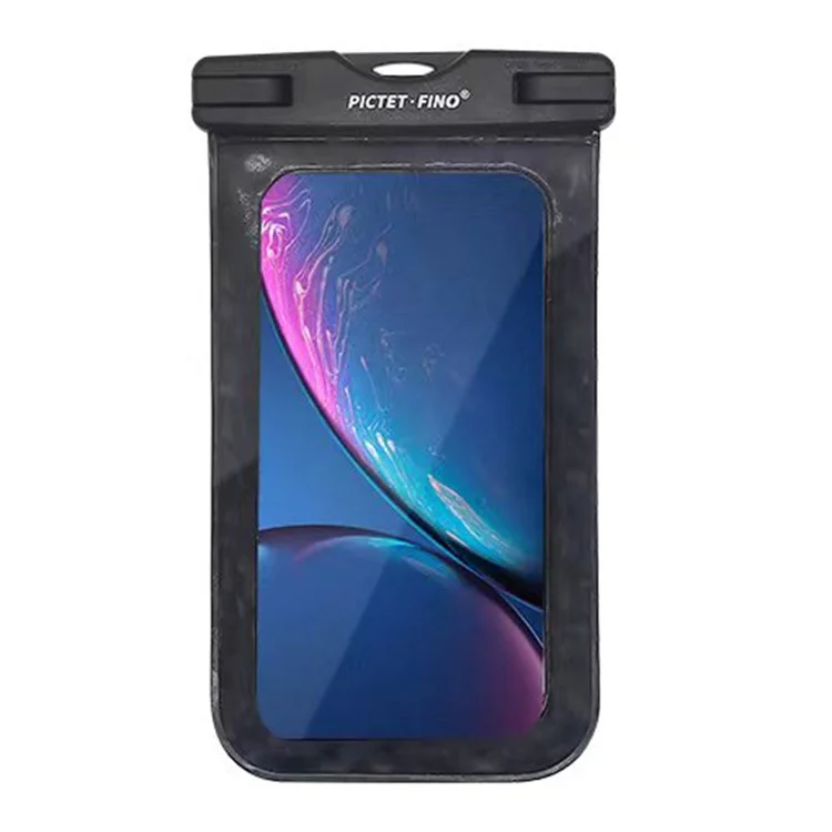 PICTET.FINO RH13 Pochette Universelle Imperméable IPX8 en Plastique PVC pour Téléphone Portable de Moins de 6,5 pouces - Noir