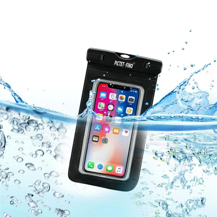 PICTET.FINO RH13 Pochette Universelle Imperméable IPX8 en Plastique PVC pour Téléphone Portable de Moins de 6,5 pouces - Noir