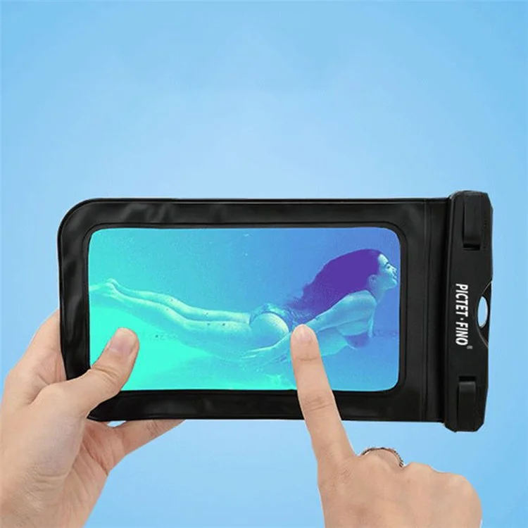 PICTET.FINO RH13 Pochette Universelle Imperméable IPX8 en Plastique PVC pour Téléphone Portable de Moins de 6,5 pouces - Noir