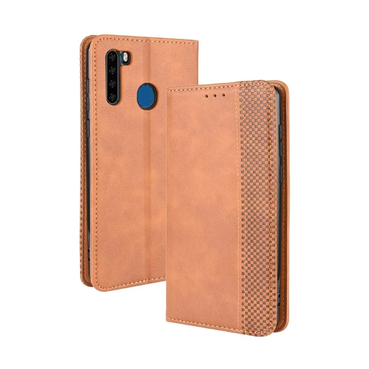 Vintage Style Leather Wallet Case for Blackview A80 Pro - Brown