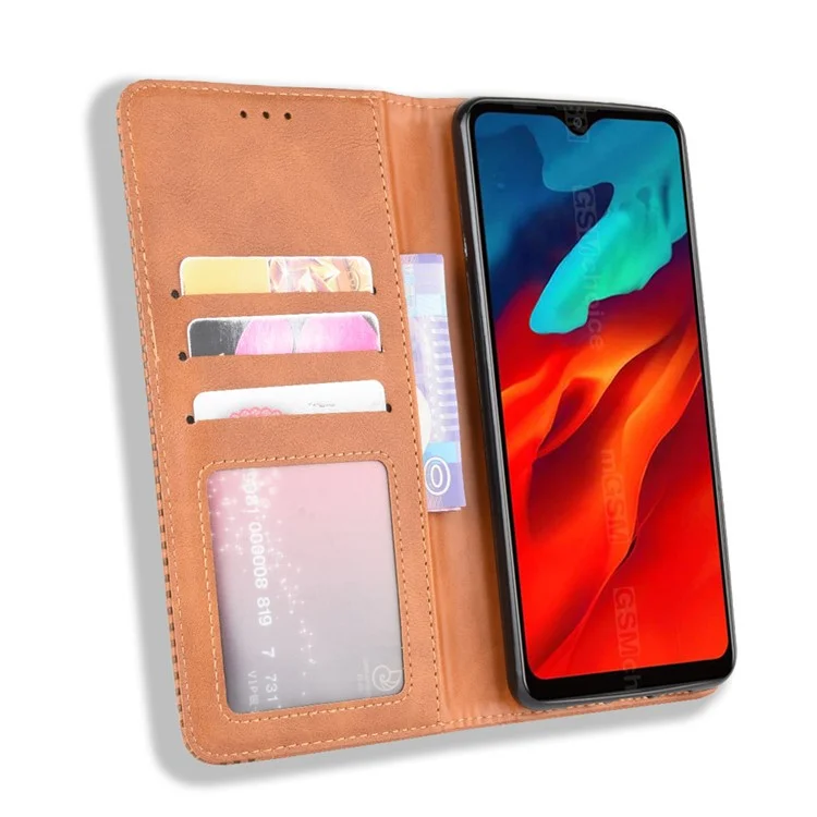 Vintage Style Leather Wallet Case for Blackview A80 Pro - Brown