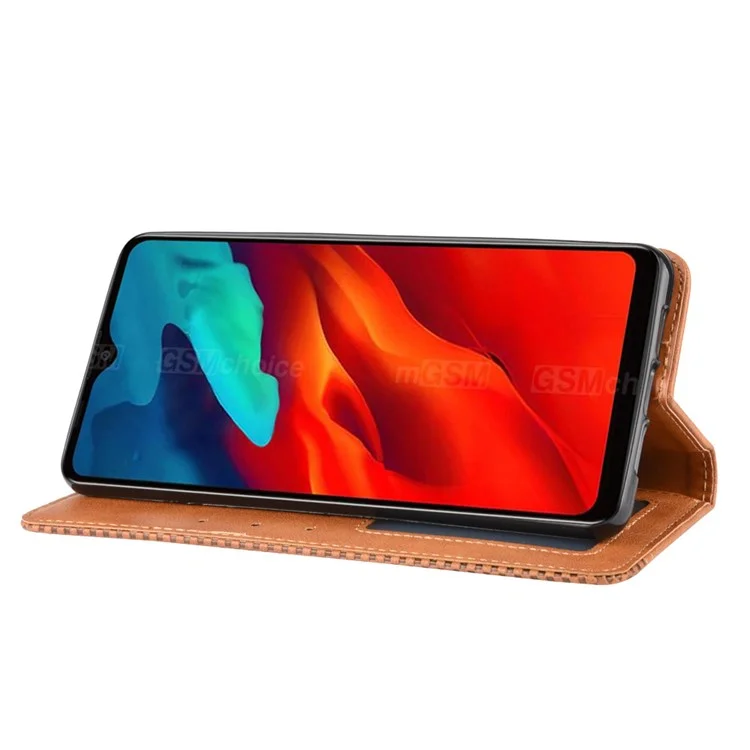 Vintage Style Leather Wallet Case for Blackview A80 Pro - Brown