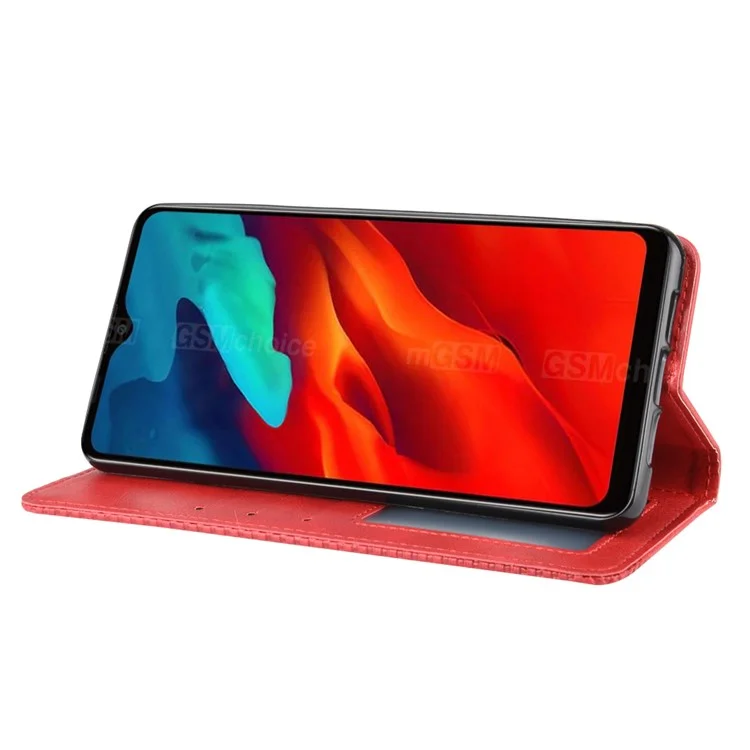 Vintage Style Leather Wallet Case for Blackview A80 Pro - Red