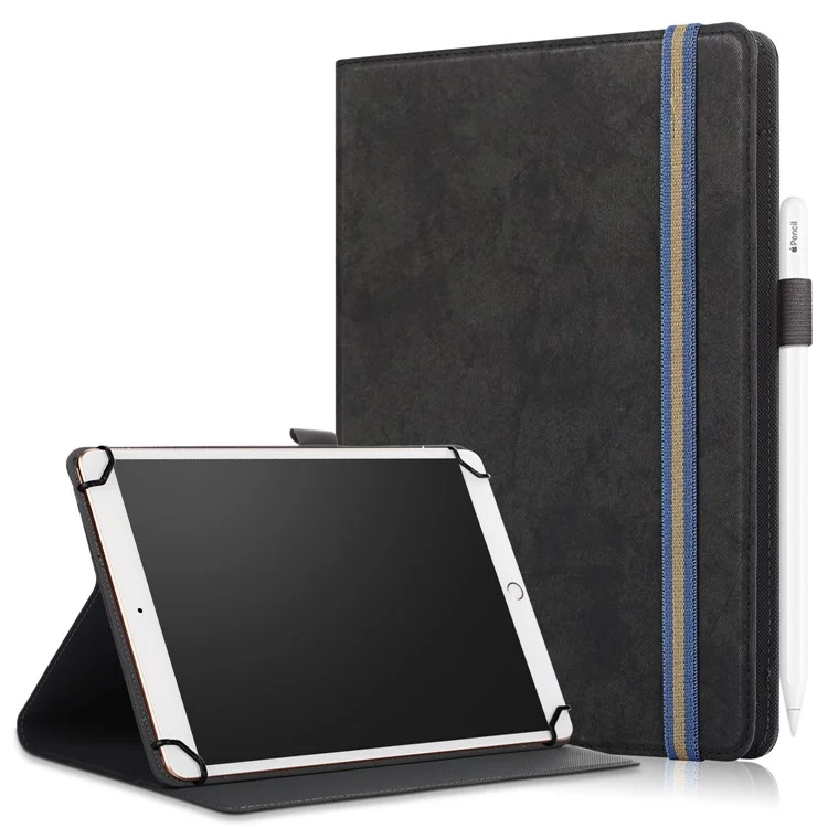 PU Leder Tablet Hülle mit Ständer Universell für 9 - 10 Zoll Tablet PC - Schwarz