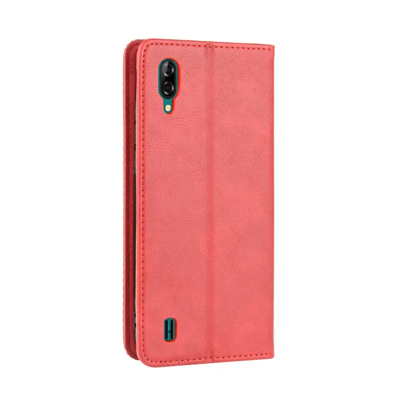 Étui de Support en Cuir de Portefeuille de Style Vintage Pour Blackview A60 Pro - Rouge