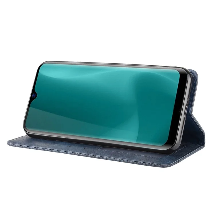 Vintage Style Wallet Leather Stand Case for Blackview A60 Pro - Blue