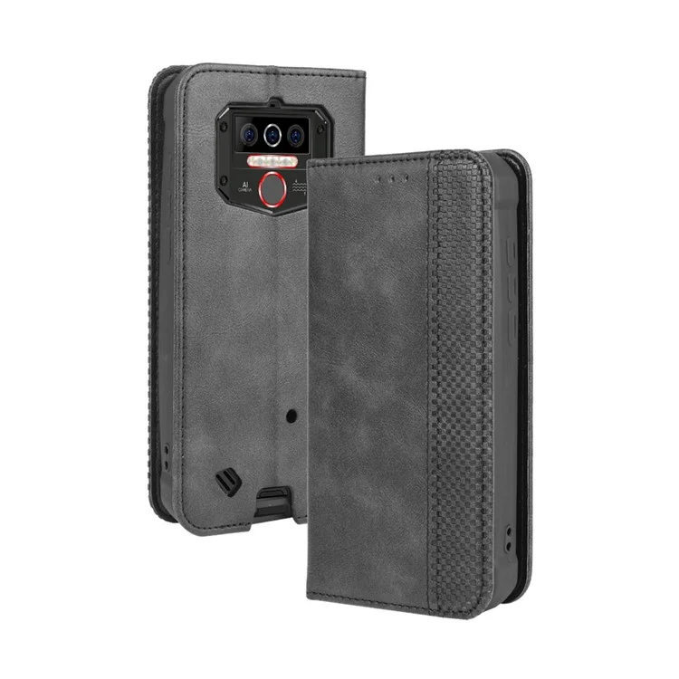 Couvercle de Téléphone Portable de Portefeuille de Portefeuille de Portefeuille de Portefeuille en Cuir PU Rétro Auto-auto-auto-auto Pour Oukitel WP5 - le Noir